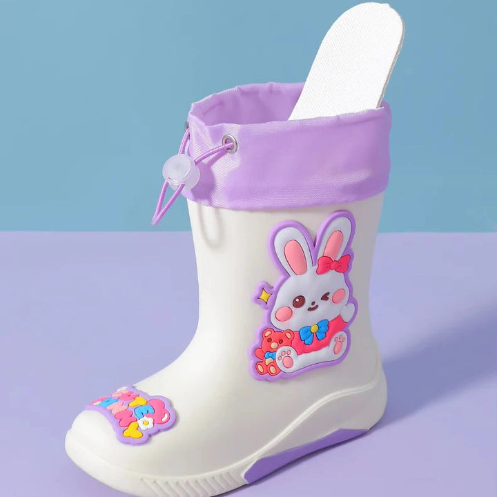 Kids' Mid-Calf Rain Boots Non-slip Durable With A Drawstring To Prevent Water Ingress High-Quality Rubber Waterproof Shoes