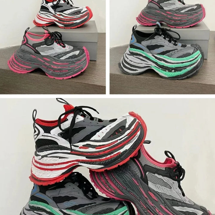 Fashion Designer Shoes Sneakers for Women and Men Mixed Colors Mesh Air Thick Sole Couple Chunky Sneakers Height-increasing