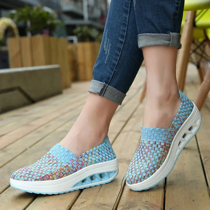 Women Sneakers Casual Wedges Increased Platform Shoes Woman Woven Breathable Sneakers Tenis Shoes Zapatillas Chaussure Femme