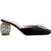 New Rhinestone Pumps Women Square Toe Slip-on Mules Female Crystal High Heels Women Dress Shoes Women sandalias de las mujeres
