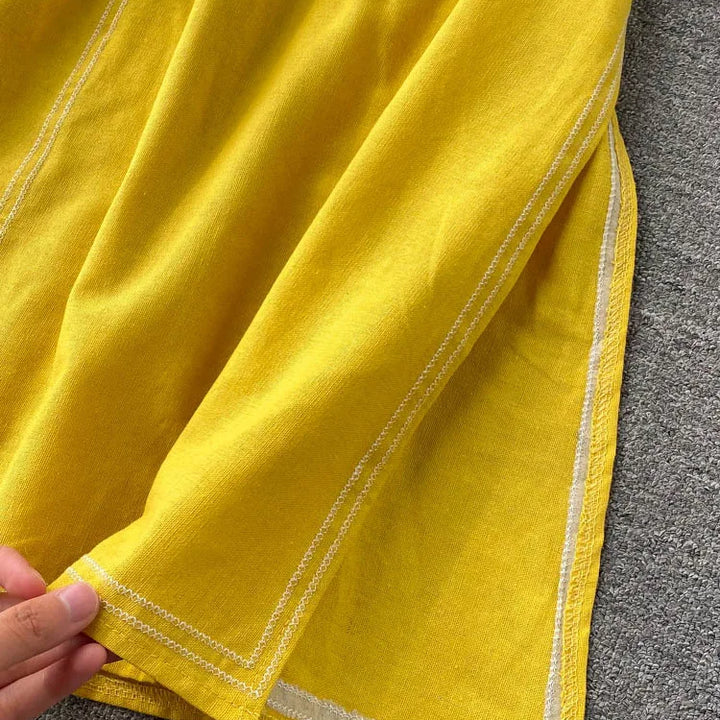 New Spring Autumn Embroidered Dress V-neck Tie Split Retro Indie Folk Style Holiday Beach Long Dress.