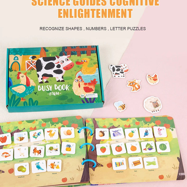 Montessori Busy Book for Kids Sticker Quiet Book Baby Early Educational Toy toddlers Matching Puzzles Game Learning Toys Gifts
