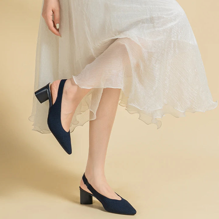 DIMANYU Women Dress Shoes Knitted Solid Color Toe Back Trip Fashion Sandals Women Pointed Toe Shallow Sidespace Women Sandals