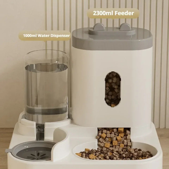 Automatic Pet Feeder and Water Dispenser 2in1 Raised Food Bowl with Water Fountain for Cat Dog Large Capacity Pet Accessories