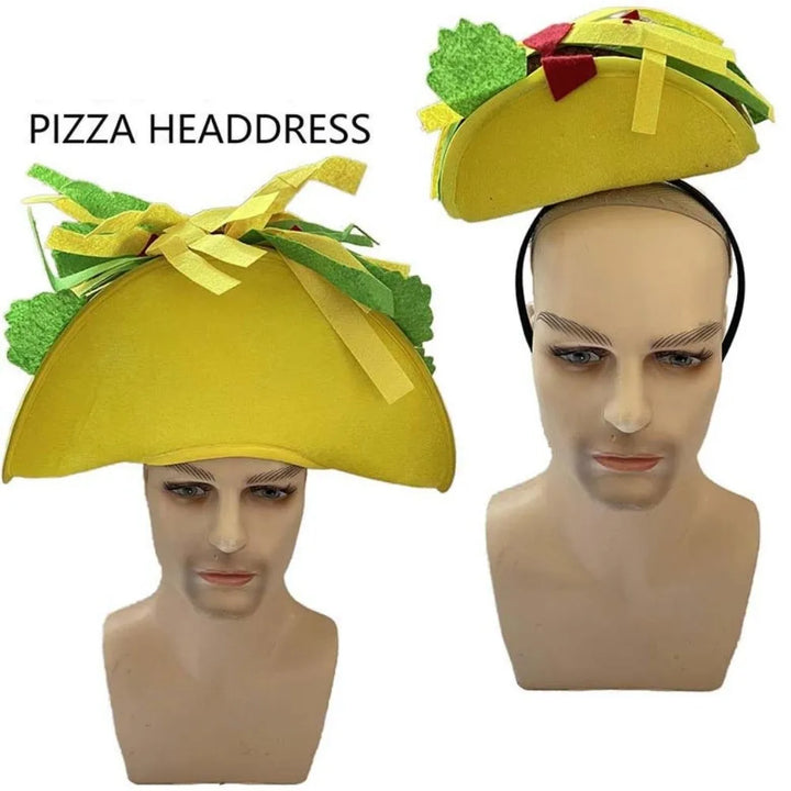 New Year Halloween French Fries Hat Cloth Personalized Taco Hair Hoop Yellow Head Accessories Creative Pizza Hat Headwear