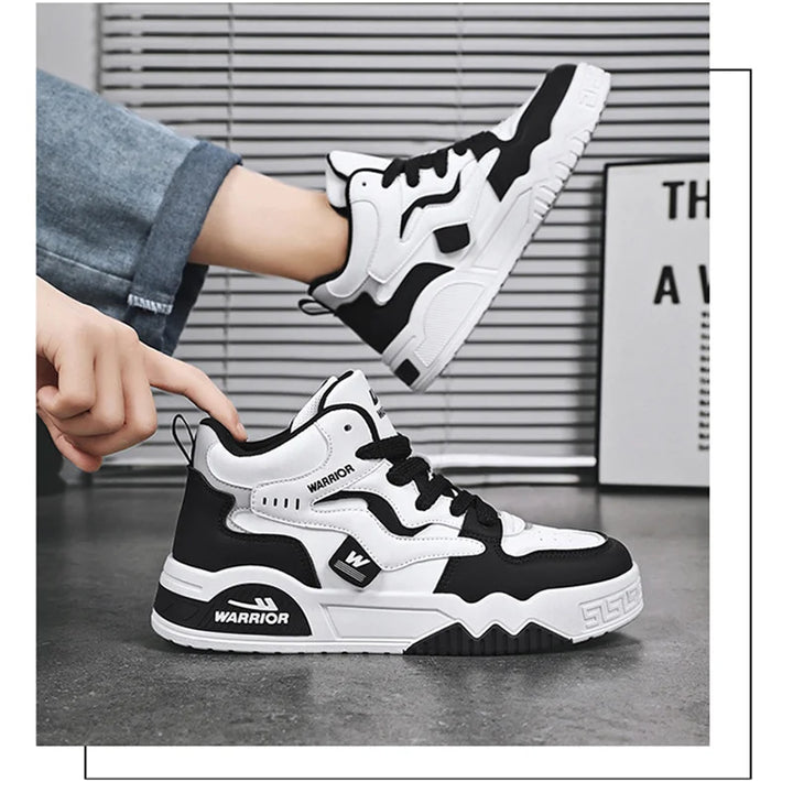 New Four Seasons Men's Sneakers Men's Comfortable Platform Shoes  Trend Lace-up Vulcanized Shoes White Casual Sneakers 5