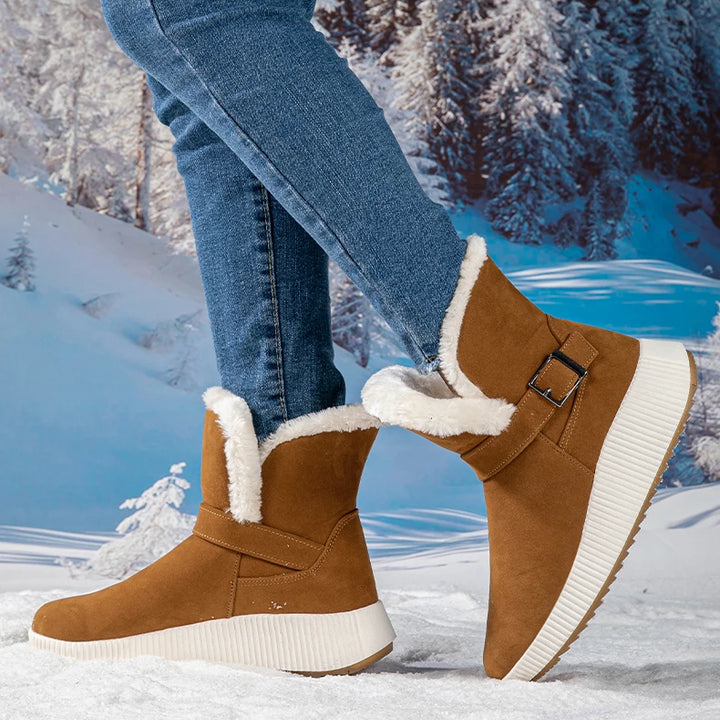 New Fashionable Bow Round Toe Elegant Snow Boots Winter Flat Wear-resistant Soft Students Plus Velvet Warm Women's Shoes