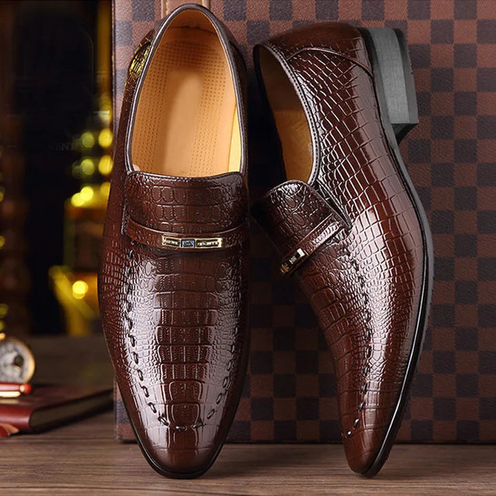 Mens PU Luxury Crocodile Pattern Men Business Dress Shoes Leather Casual Social Shoe Male Wedding Footwear Zapatos Hombre