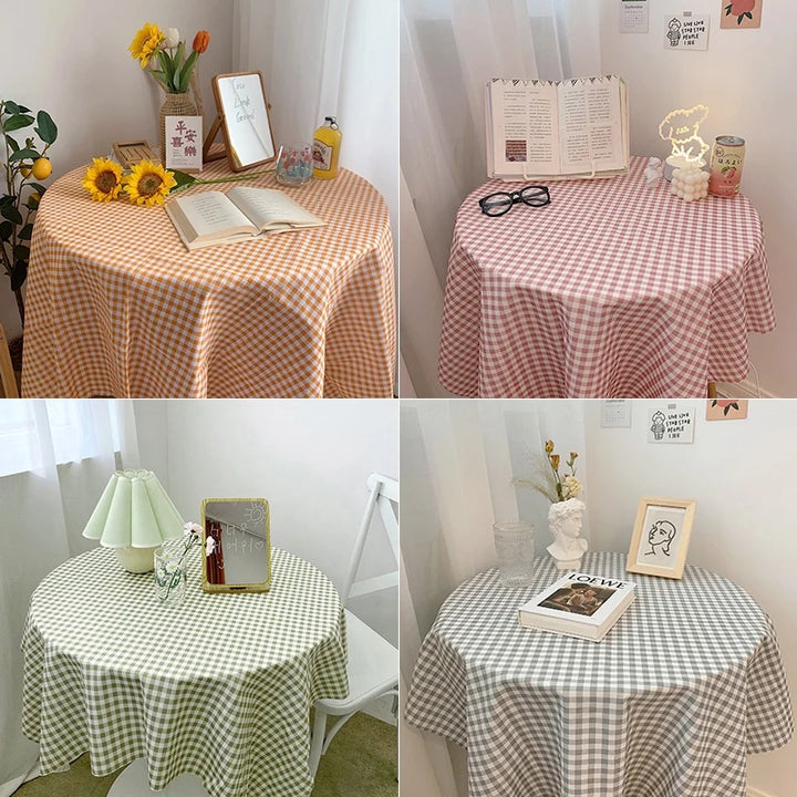 Dustproof Plaid Table Cloth Korean Tablecloth Simple Dining Desk Cover Rectangle Photo Background Cloth Living Room Decor 식탁보