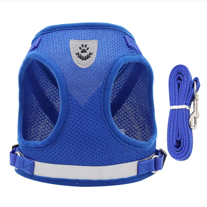 Dog Harness Lead Leash Set Adjustable Reflective Escape Proof Pet Mesh Vest Harness Puppy Dog Collar Small Dog Cat Pet Supplies