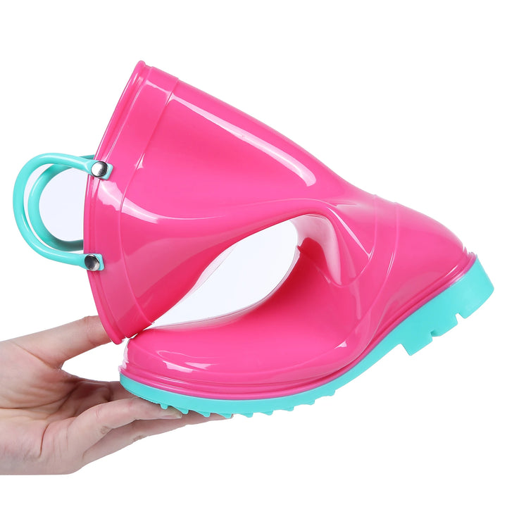 Kidmi Children Rain Boots Girls And Boys Outdoor Non-slip Rubber Rain Shoes Cute Easy Clean Kids Waterproof Boots With Handles