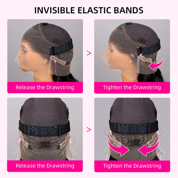 Hidden Strap Straight 360 Lace Front Wigs Human Hair Pre Plucked 12A Glueless Brazilian Virgin Wig With Drawstring HD Full Lace