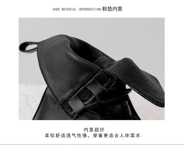Boots Women's 2023 New Autumn Shoes Single Boots British Style Mid Barrel Slim Boots Children's Black Motorcycle Boots
