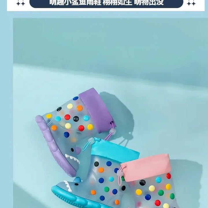 Anti-Slippery Rain Boots Kids Fashion Casual Waterproof Boys Girls Print Cartoon Children PVC Soft Soles Shoes 2025 Summer