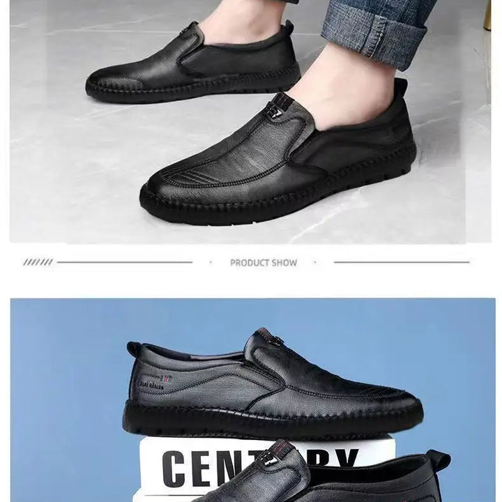 Mens PU Leather Loafers Non Slip Walking Flats Breathable Outdoor Slip on Casual Shoes for Male Work Office Driving Sneakers2