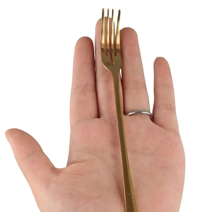 Kitchen Utensils Long Handle Stainless Steel Dessert Fork Silver/gold Korean Dinner Fork Four Tine Fruit Forks Restaurant