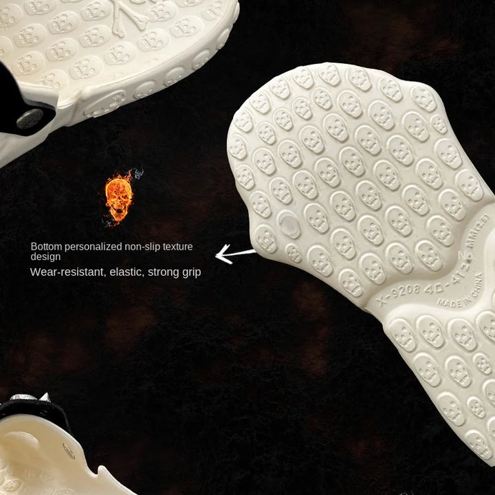 Skull Slides Sandals for Men Women Non-Slip Sport Cloud Slippers on Comfy Beach Halloween Skull Slides Home Thick Soft Shoes