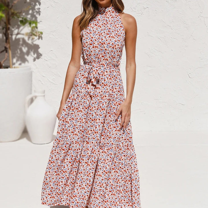 Long Dress Polka Dot Casual Dress Black Sexy Halter Clothes For Women