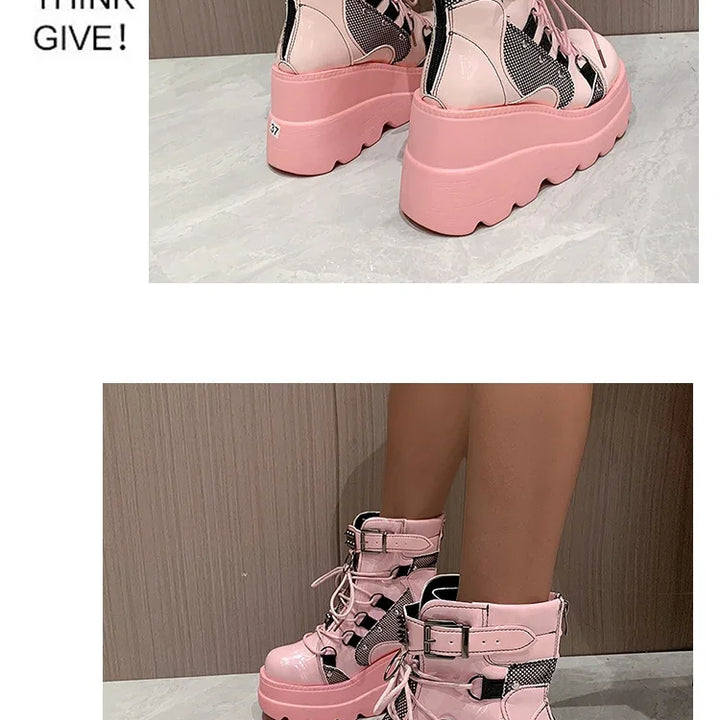 Women's Boots 2024 Autumn Women Ankle Boots Platform Wedges High Heels Short Boots New Fashion Design Zip Cosplay Shoes of Women