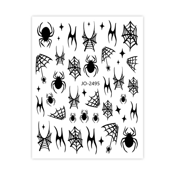 Halloween Cartoon Ghost Design Nail Art Stickers with Spider Skeleton Pattern Nail Decoration Decals