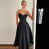 Sexy V-Neck Tank Long Dress Black Open-Back Elegant Dress Fashion French Style Cross-Border Design
