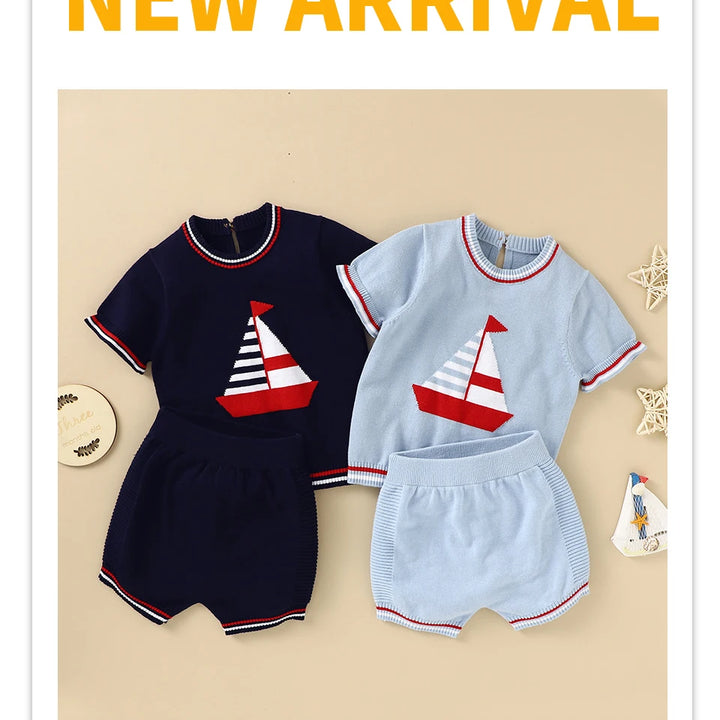 Baby Clothes Sets 0-18m Newborn Infant Boys Cotton Short Sleeve Pullovers Tops+Shorts Suits Casual Toddler Outwear Outfit Summer