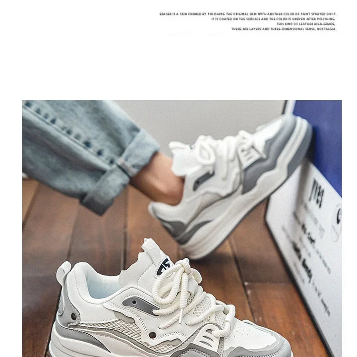 Men's Vulcanized Shoes Trendy Personalized Teenagers Casual Shoes Round Toe Lace-Up Plus Size Platform Shoes Men Shose For Sale
