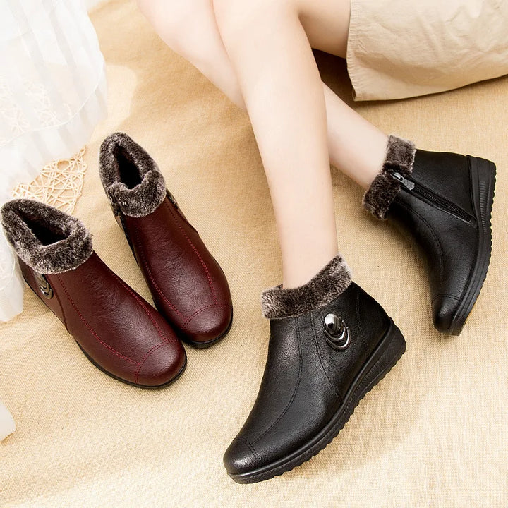 Women's Boots 2024 New Arrival Winter Snow Booties Female Fur Ankle Boots Waterproof Winter Warm Plush Shoes Non-slip Mom Bota