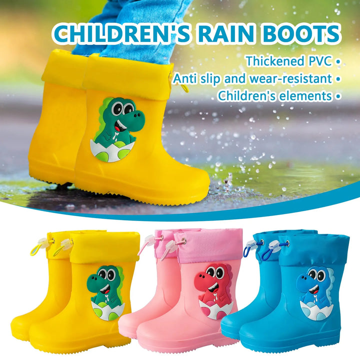 Kids Girl Boy Rain Boots Waterproof Toddler Rainboots Children's Shoes Rubber Boots Kids Baby Cartoon Dinosaur Water Shoes Boots