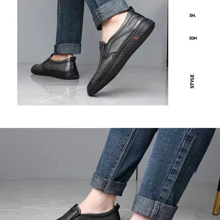 Mens PU Leather Loafers Non Slip Walking Flats Breathable Outdoor Slip on Casual Shoes for Male Work Office Driving Sneakers2