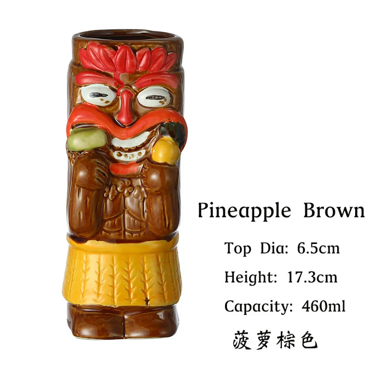 Tiki Mugs Ceramic Hawaiian Luau Party Mugs Drinkware, Cute Exotic Cocktail Glasses, Tiki Bar