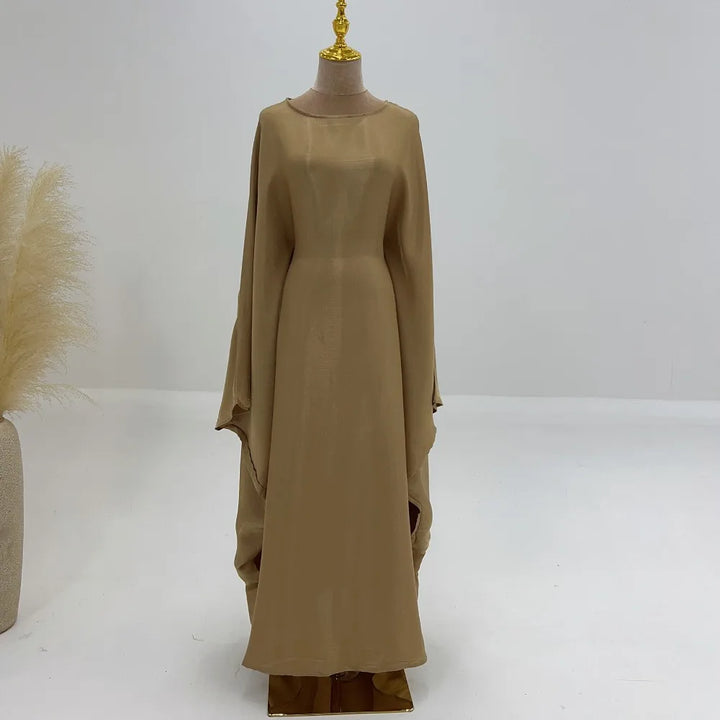 Tossy Autumn Loose Shiny Maxi Dress Butterfly Batwing Long Sleeve Muslim Clothes Party Solid Female Long Dress New