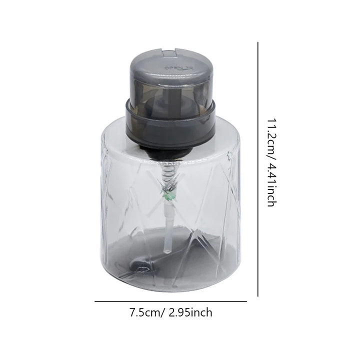 Lockable Empty Pump Dispenser Refillable Bottle, Nail Manicure Cleaner Makeup Remover Container Press Bottle