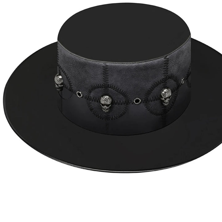 Steampunk Top Hat Halloween Costume Cosplays Gothics Party Accessory Props Black Imitation-Leather Hat for Men Women