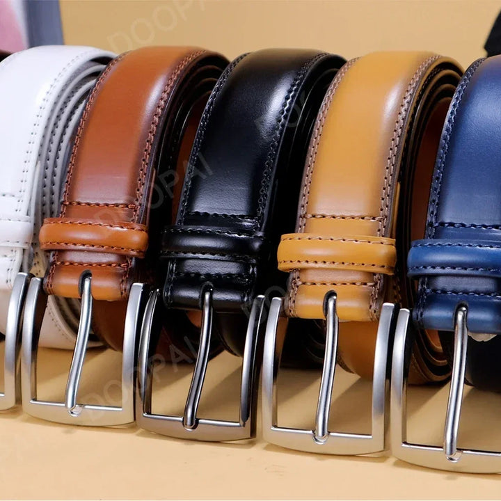 Men Belts High Quality Leather LONG Large Pin Buckle Metal Automatic Buckle Male Belts Strap Male