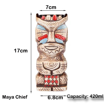 Tiki Mugs Ceramic Hawaiian Luau Party Mugs Drinkware, Cute Exotic Cocktail Glasses, Tiki Bar
