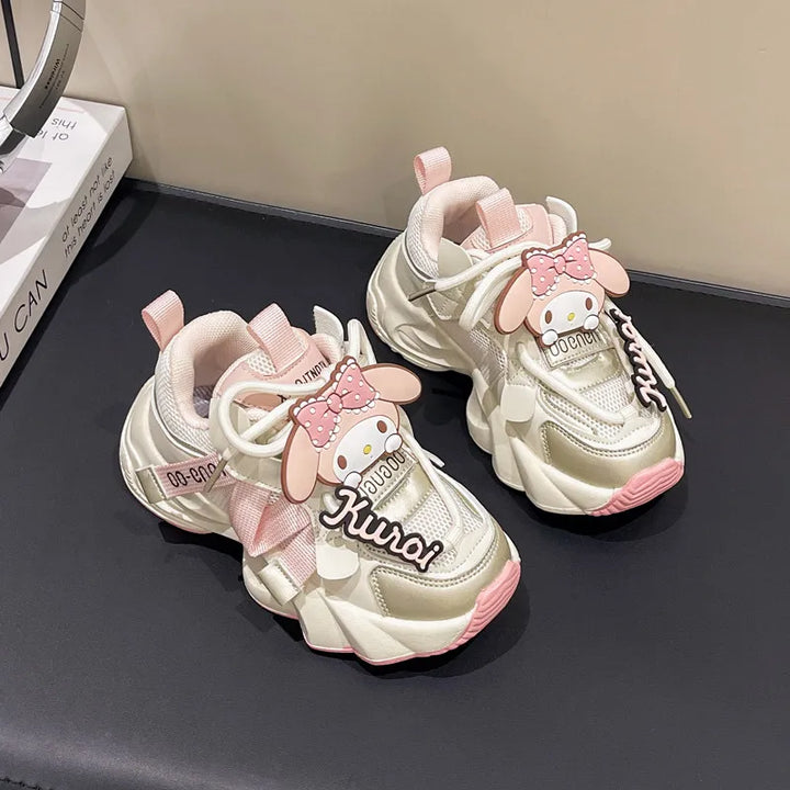 Cute Girl's Sneakers Cartoon Kuromi Melody Children Tennis Shoes Fashion Versatile Causal Classic Kids School Basketball Shoes