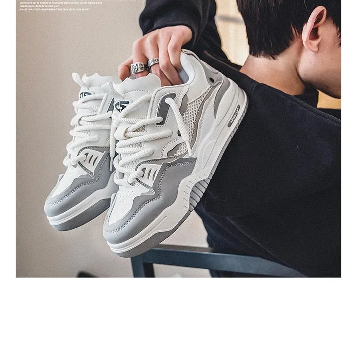 Men's Vulcanized Shoes Trendy Personalized Teenagers Casual Shoes Round Toe Lace-Up Plus Size Platform Shoes Men Shose For Sale
