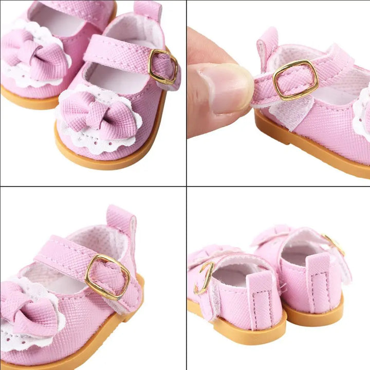 Kids Toy DIY Doll 14 Inches Cotton Doll 5.5cm Handmade Boots Mini Bow Shoes Doll Casual Shoes Doll Leather Shoes Doll Shoes