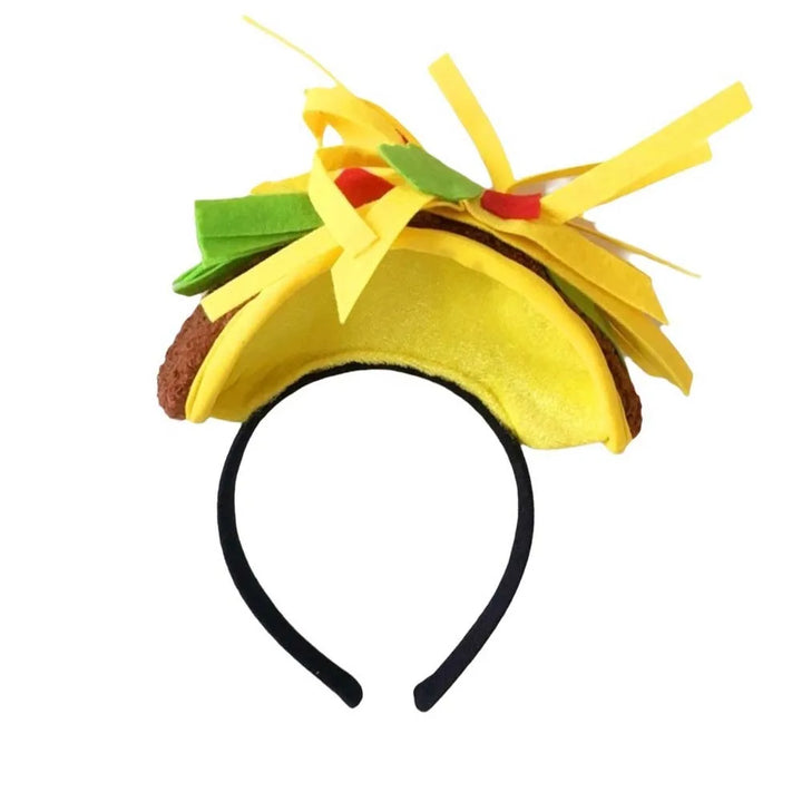New Year Halloween French Fries Hat Cloth Personalized Taco Hair Hoop Yellow Head Accessories Creative Pizza Hat Headwear