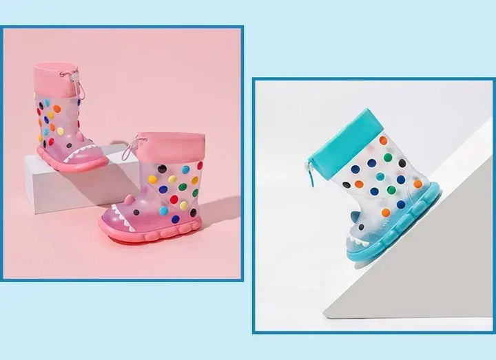 Anti-Slippery Rain Boots Kids Fashion Casual Waterproof Boys Girls Print Cartoon Children PVC Soft Soles Shoes 2025 Summer