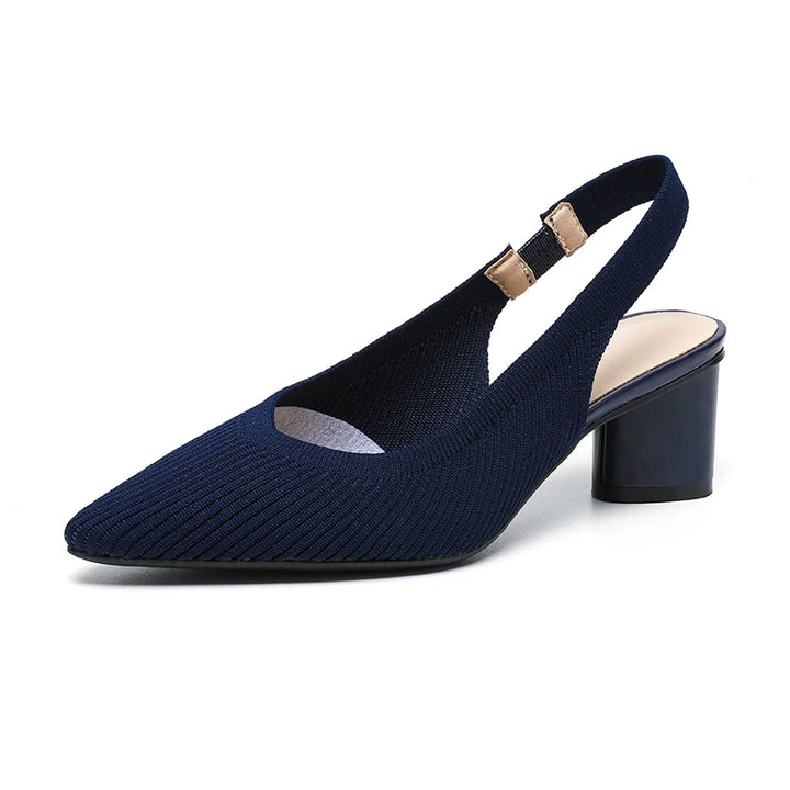 DIMANYU Women Dress Shoes Knitted Solid Color Toe Back Trip Fashion Sandals Women Pointed Toe Shallow Sidespace Women Sandals