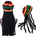 Handmade Crochet Knit False Braid Hat Jamaican Bob Rasta Beanie Cap Dreadlocks Wig Bob Marley Caribbean Fancy Dress Up Headwear