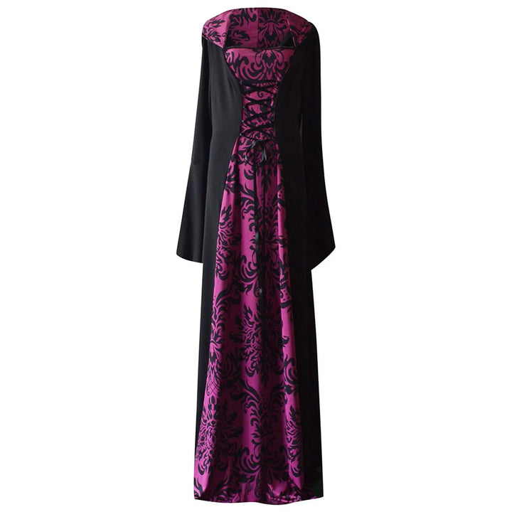 Halloween Hooded Dress Medieval Vintage Goth Stage Party Dress With Flared Sleeves Cosplay Costume Women Long Gown Dresses