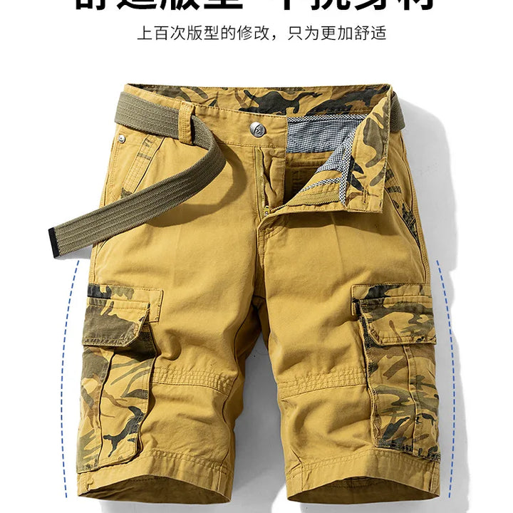Summer Fashion Tooling Shorts for Men Casual Loose Cargo Shorts Outdoor Sport Pants Men Versatile Straight Cotton Short Trousers