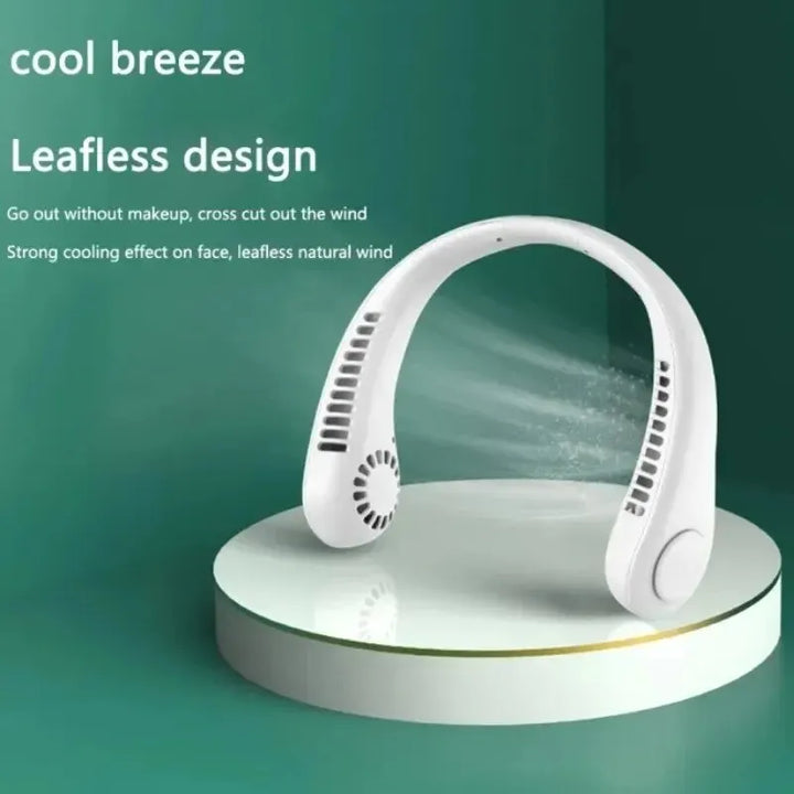 Long endur New Mini Neck Mounted Fan Portable Bladeless Neck Rechargeable Air Cooler 3 Speed Mini Summer Sports Fan Outdoor