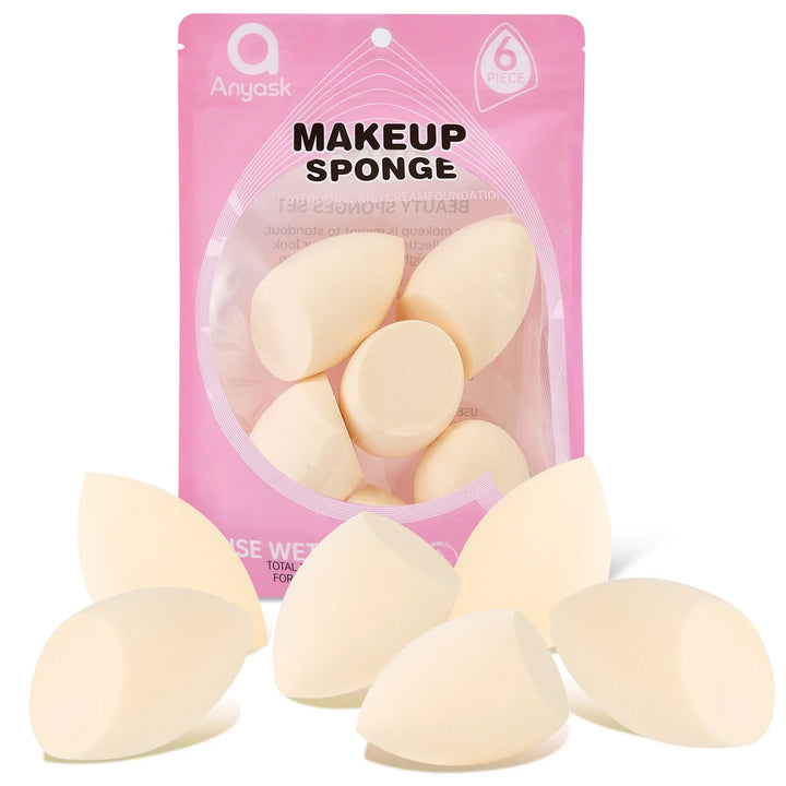 6Pcs Makeup Egg Sponge Fine Tip Flat Bottom Even Application High Resilience Beauty Egg