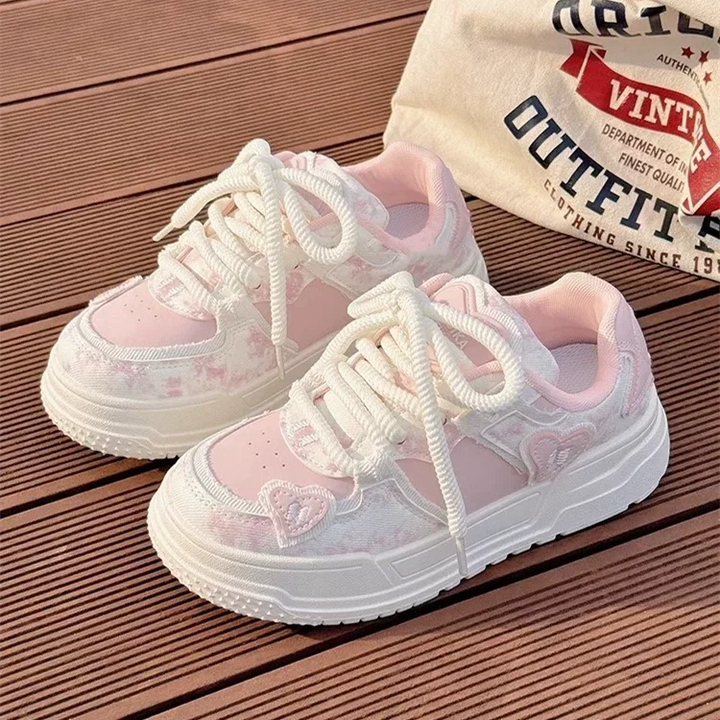 Sweet Women Sneakers Pink Kawaii Design Fashion Womens Sports Shoes Cute Patchwork Korean Style Casual Female Shoes