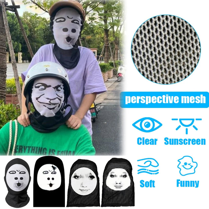 Halloween Cosplay Headwear Fashion Hip Hop Hood Hat Headgear 3D Full Face Mask Elastic Mesh Celebrity Face Mask for Party