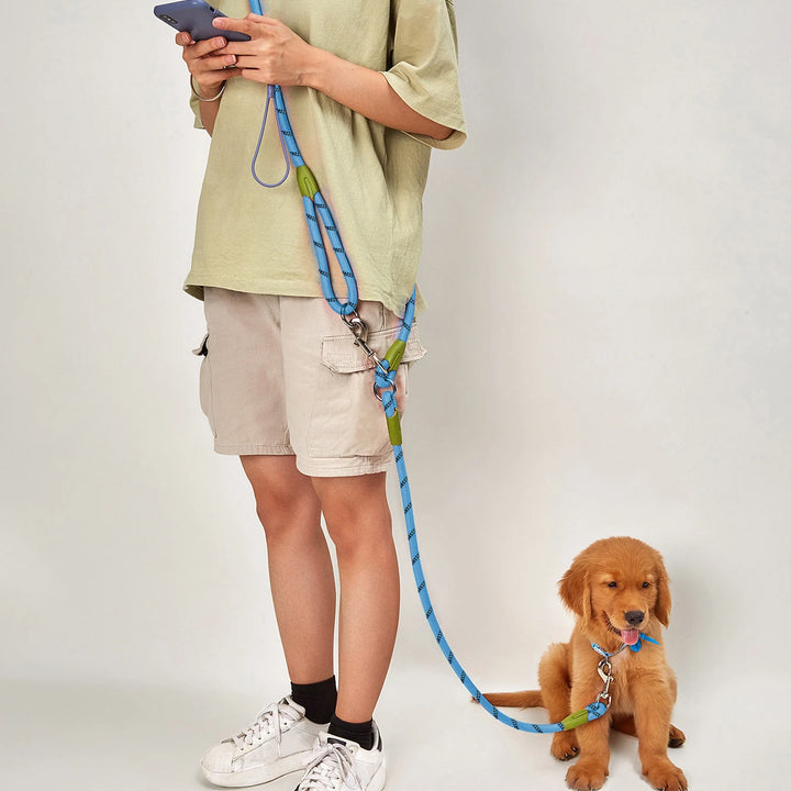 Reflective Nylon Leashes Pet Dogs Chain Traction Rope Leads for Running Dog Walking Free Hands Rope Chain for Small Large Dogs